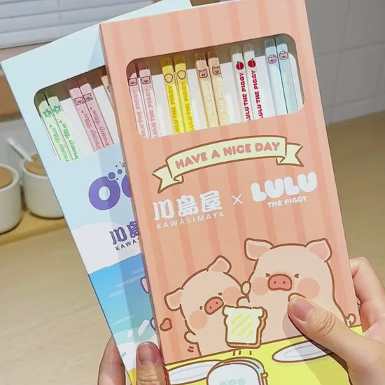 【川島屋】正版現貨 lulu豬 高顏值陶瓷筷子 抗菌防黴 色彩分筷 輕巧易握 碗 盤 筷 勺 送禮 商品影片