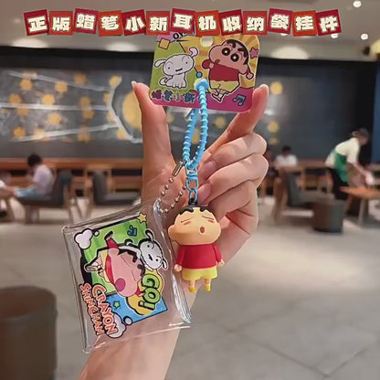 【超逗熊】現貨 蠟筆小新 鑰匙圈 鑰匙扣 耳機包 耳機收納袋 迷你硬幣包 零錢包 送禮 商品影片