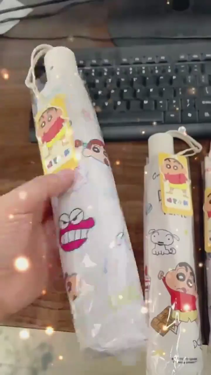 【梔遇】正版現貨 蠟筆小新 自動傘 晴雨兩用 可愛 黑膠 防曬 防紫外線 遮陽傘 雨傘 太陽傘 新之助 小白 動感小新 商品影片