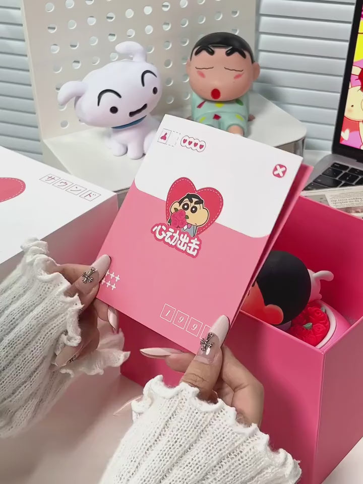 【馬克圖布】正版現貨 蠟筆小新 心動出擊 擺件 小夜燈 公仔 求婚 告白 生日禮物 禮盒包裝 新之助 商品影片