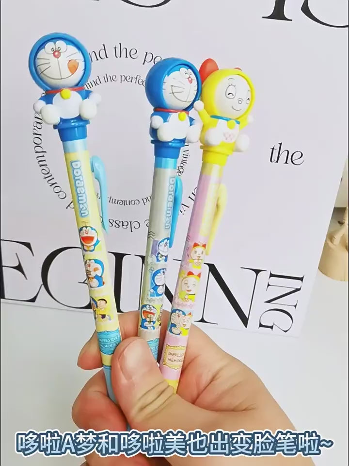 【靈動創想】現貨 哆啦A夢 變臉筆 中性筆 寫字筆 水性筆 文具 0.5mm 國中 高中 送禮 小叮噹 商品影片
