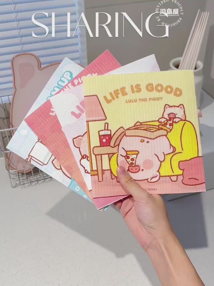 【川島屋】正版現貨 lulu豬 木漿棉抹布 洗碗布 吸水不易掉毛擦碗巾 送禮 商品影片