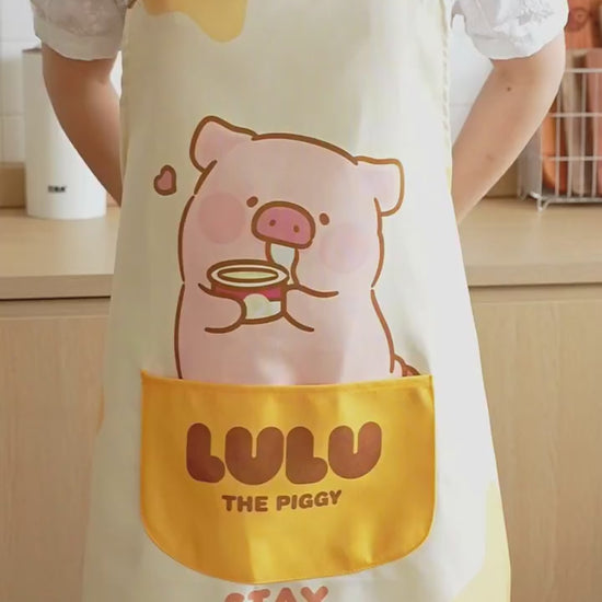 【川島屋】正版現貨 lulu豬 可愛圍裙 2025新款防油防水做飯圍裙 圍裙手套 帆布材質圍裙 送禮 商品影片