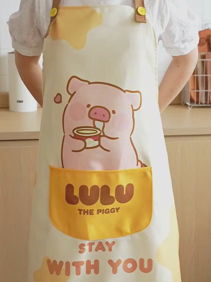 【川島屋】正版現貨 lulu豬 可愛圍裙 2025新款防油防水做飯圍裙 圍裙手套 帆布材質圍裙 送禮 商品影片