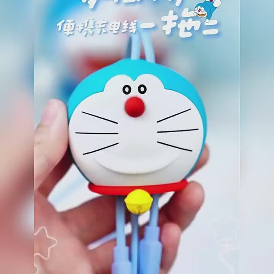 【洛克空間】正版現貨 哆啦A夢 2合1 充電線 數據線 蘋果口 typec 安卓 小叮噹 傳輸線 商品影片