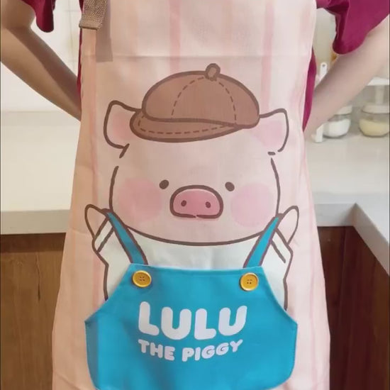 【川島屋】正版現貨 lulu豬 可愛圍裙 新款防水防油做飯罩衣 圍裙手套 帆布材質圍裙 送禮 商品影片