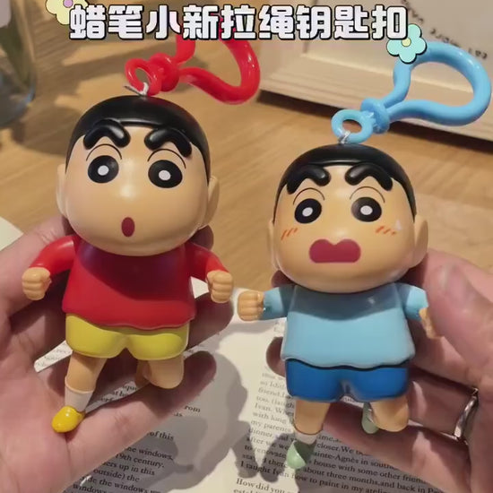 【冉紅】正版現貨 蠟筆小新 鑰匙圈 鑰匙扣 掛件 吊飾 掛飾 跑起來 拉了就跑 新之助 裝飾 商品影片