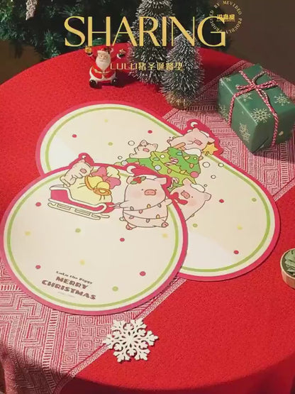【川島屋】正版現貨 lulu豬 聖誕樹隔熱墊 餐桌墊 碗盤墊 水杯墊 砂鍋墊 送禮 商品影片