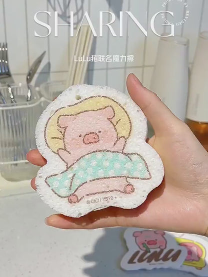 【川島屋】正版現貨 lulu豬 木漿棉洗碗海綿擦 加厚刷碗盤海綿擦 環保材質 高效清潔海綿塊 送禮 商品影片