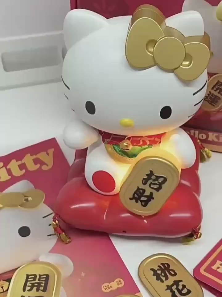 【馬克圖布】限量現貨 三麗鷗 KT貓 招財貓 擺件 小夜燈 路過感應亮燈 適合門市招財 送禮超有面 商品影片