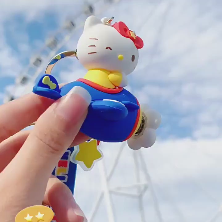 【冉紅】現貨 三麗鷗 鑰匙扣 鑰匙圈 掛件 吊飾 旋轉飛機系列 庫洛米 美樂蒂 KT貓 大耳狗 汽車鑰匙 送禮 商品影片