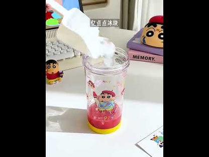 【萌兔兔】正版現貨 蠟筆小新 百變吸管杯 500ml 水瓶 水杯 萌兔兔 動感超人 新之助 小白 送禮 商品影片