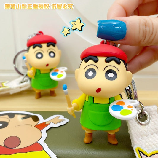 【冉紅】正版現貨 蠟筆小新 鑰匙圈 鑰匙扣 小畫家 送手繩 掛件 吊飾 送禮 商品圖片 1