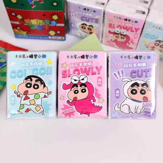 【現貨】正版 蠟筆小新 紙巾 手帕紙 衛生紙 8片/1小包 衛生紙 原木漿 嬰兒可用 加厚 新之助 卡米屋 商品圖片 1