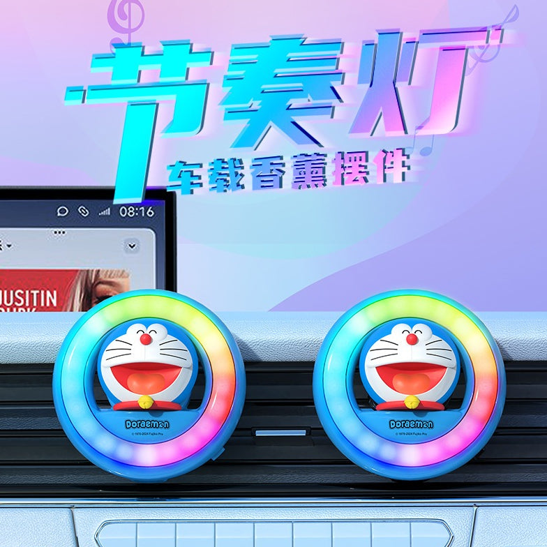 【香百川】正版現貨 哆啦A夢 節奏燈 氛圍燈 汽車出風口香薰 汽車 擺件 飾品 出風口 小叮噹 哆啦a夢 商品圖片 1