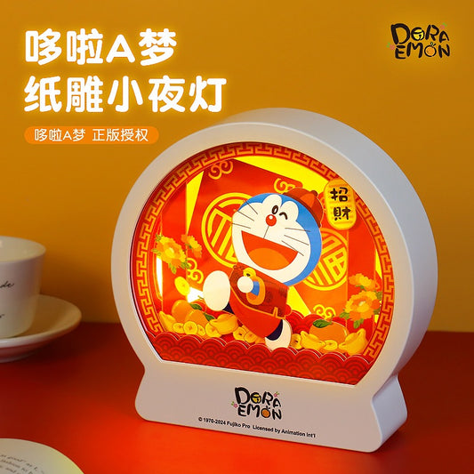 【現貨】正版 哆啦A夢 紙雕小夜燈 招財 納福 哆啦美 內飾 小叮噹 哆啦a夢 裝飾 擺件 商品圖片 1