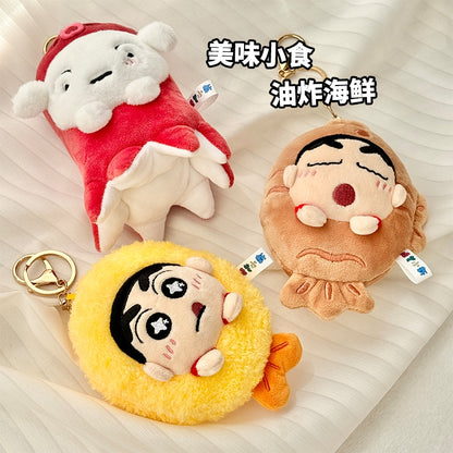 【漫貓】現貨 蠟筆小新 鑰匙圈 鑰匙扣 美食掛件 天婦羅 包包 卡通創意掛飾 吊飾 送禮 商品圖片 1