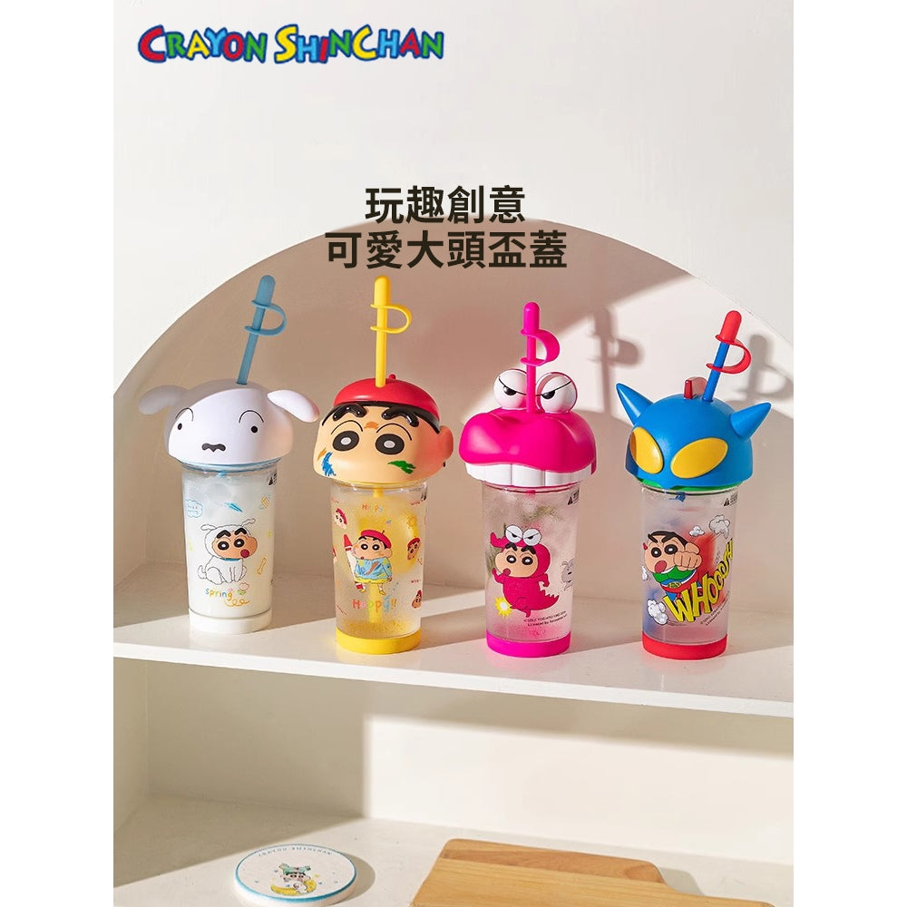 【萌兔兔】正版現貨 蠟筆小新 百變吸管杯 500ml 水瓶 水杯 萌兔兔 動感超人 新之助 小白 送禮 商品圖片 1