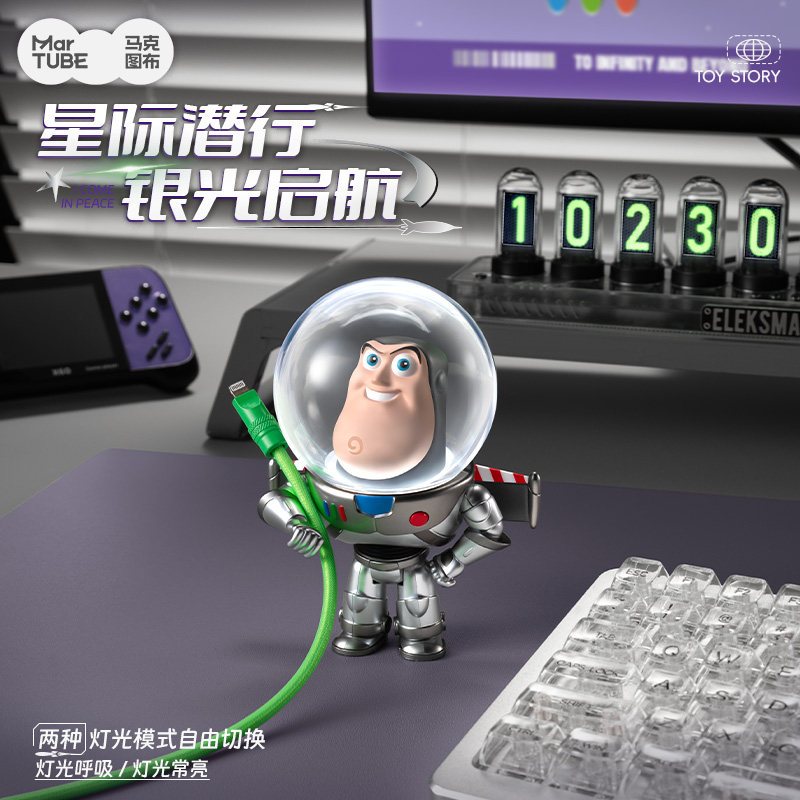 【馬克圖布】正版 迪士尼 巴斯光年 小夜燈 擺件 公仔 氛圍燈 潛行戰甲 翅膀可打開 泡泡頭潮玩燈 送禮 商品圖片 1