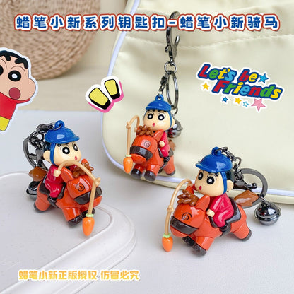 【冉紅】正版現貨 蠟筆小新 鑰匙圈 鑰匙扣 騎馬 馬術師 包包 掛件 吊飾 送禮 商品圖片 1