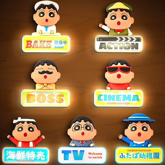 【麥和】現貨 蠟筆小新 發光小夜燈 冰箱貼 磁吸貼 盲盒 送禮 新之助 商品圖片 1