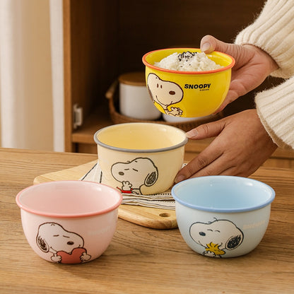 【曙曦】史努比 正版現貨 護邊碗 飯碗 陶瓷 餐具 廚具 四碗套裝 米飯 禮盒包裝 送禮 snoopy 曙曦 商品圖片 1