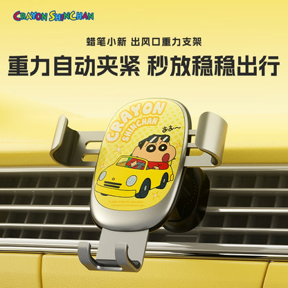 【洛克空間】現貨 蠟筆小新 Q18 手機支架 汽車支架 車載支架 通風口 金屬重力 支架 送禮 新之助 商品圖片 1