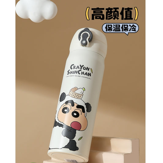 【曙曦】正版現貨 蠟筆小新 cos熊貓 保溫杯 水杯 保溫瓶 隨行杯 500ml 水瓶 新之助 送禮 商品圖片 1
