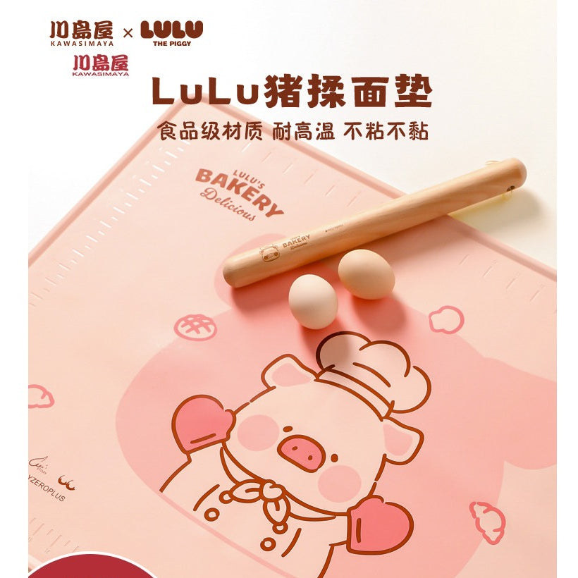 【川島屋】正版現貨 lulu豬 硅膠揉麪墊子 擀麪墊 食品級材質 切面刀 擀麪杖 送禮 商品圖片 1
