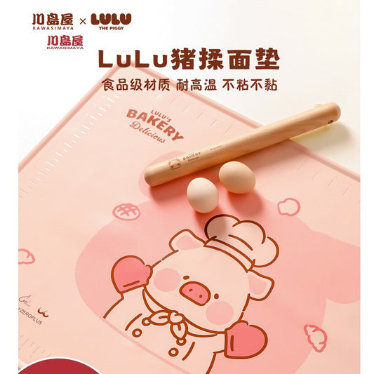 【川島屋】正版現貨 lulu豬 硅膠揉麪墊子 擀麪墊 食品級材質 切面刀 擀麪杖 送禮 商品圖片 1
