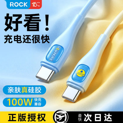 【洛克空間】現貨 哆啦A夢 雙頭快充線 小叮噹 充電線 數據線 蘋果 type-c USB 快充 商品圖片 1