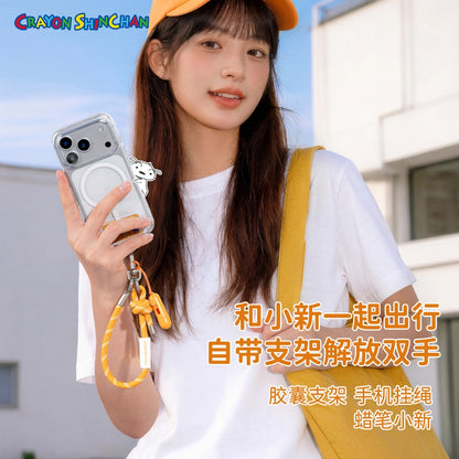 【洛克空間】正版現貨 蠟筆小新 手機掛繩 手機殼掛繩 吊繩 手機繩 手機吊帶 可斜跨 帶支架功能 掛飾 吊飾 新之助 商品圖片 1