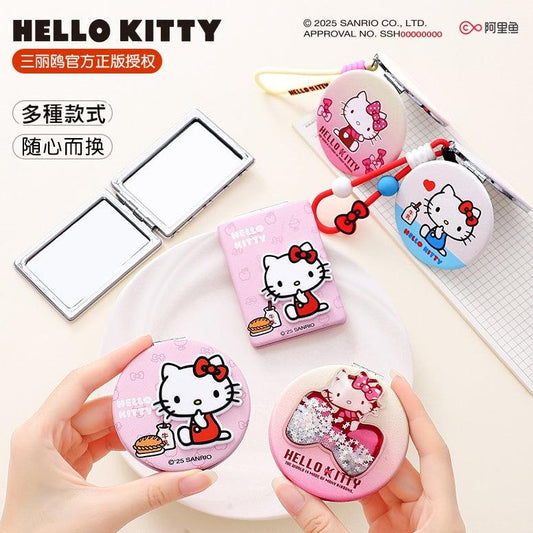 【包包寶】現貨 三麗鷗 化妝鏡 Hello Kitty 雙面折疊鏡 美妝鏡子 隨身 攜帶 包包掛件鏡子 送禮 商品圖片 1
