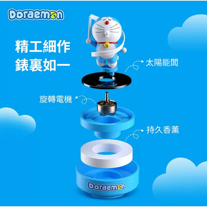【洛克空間】正版 哆啦A夢 太陽能發電旋轉香薰 免電池 車載 汽車 內飾 小叮噹 香水 擺件 商品圖片 2