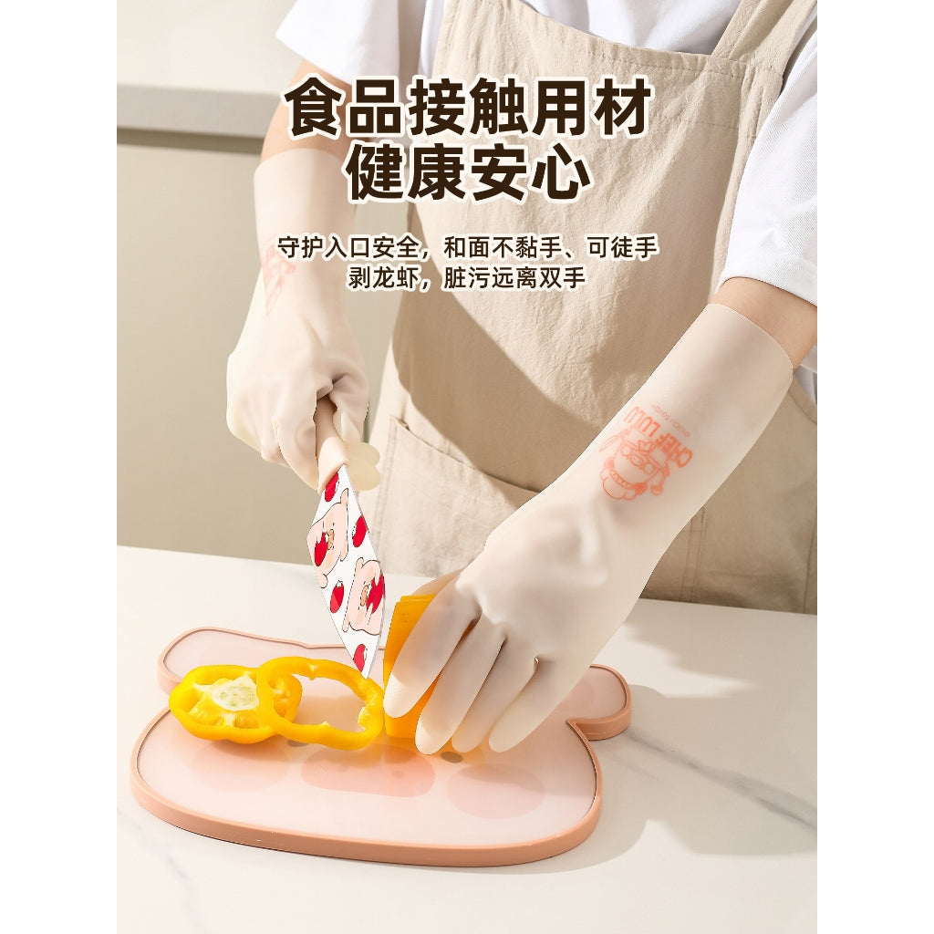 【川島屋】正版現貨 lulu豬 洗碗手套 廚房耐用刷碗清潔丁腈橡膠皮手套 洗盤 洗鍋 洗杯 洗筷子 送禮 商品圖片 2