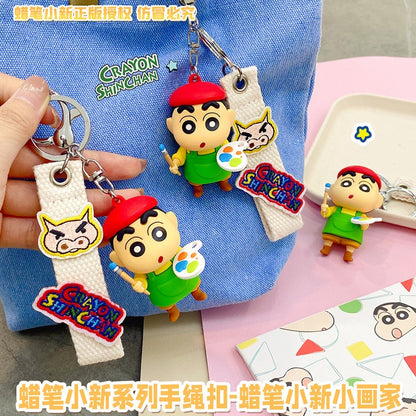 【冉紅】正版現貨 蠟筆小新 鑰匙圈 鑰匙扣 小畫家 送手繩 掛件 吊飾 送禮 商品圖片 2