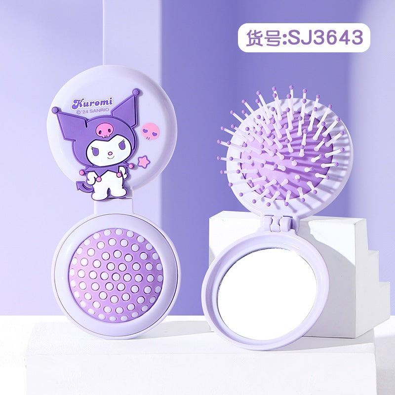 【包包寶】現貨 三麗鷗 梳子 美髮梳 迷你摺疊 氣囊 按摩梳 隨身化妝鏡 可愛少女 送禮 商品圖片 2