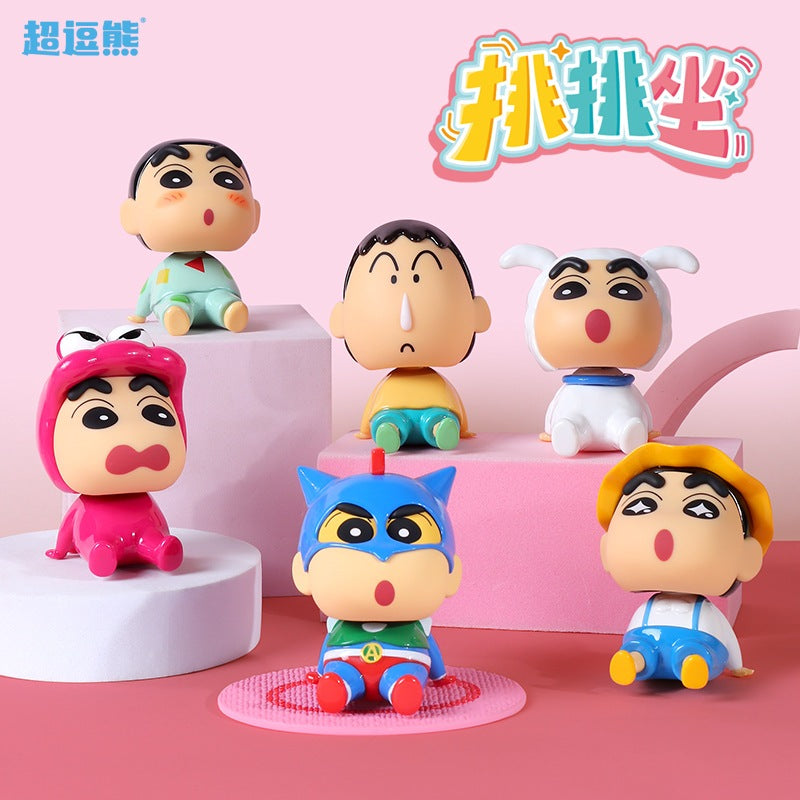 【超逗熊】正版 蠟筆小新 擺件盲盒 潮流車載手辦擺件 桌面卡通裝飾品 公仔玩偶擺件 送禮 商品圖片 2