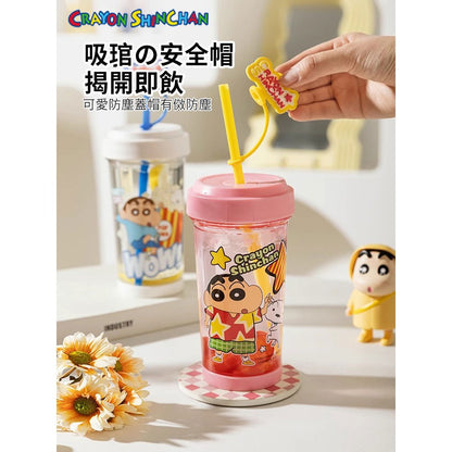 【萌兔兔】正版 蠟筆小新 玩趣小新 吸管杯 奶茶杯 環保杯 水杯 飲料杯 恐龍小新 新之助 送禮倍有面 水瓶 商品圖片 2