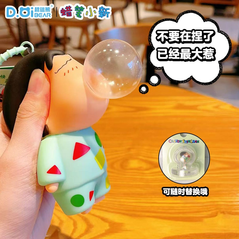 【超逗熊】正版現貨 蠟筆小新 睡衣吹泡泡 鑰匙圈 鑰匙扣 揹包吊飾 療癒 解壓 公仔 包包掛件 新之助 小葵 送禮 商品圖片 2