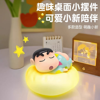 【魔卡丘】正版現貨 蠟筆小新 拍拍燈 盲盒 呼吸小夜燈 炫彩氛圍燈 夜燈 牀頭燈 小白 新之助 送禮 療癒 送禮 商品圖片 2