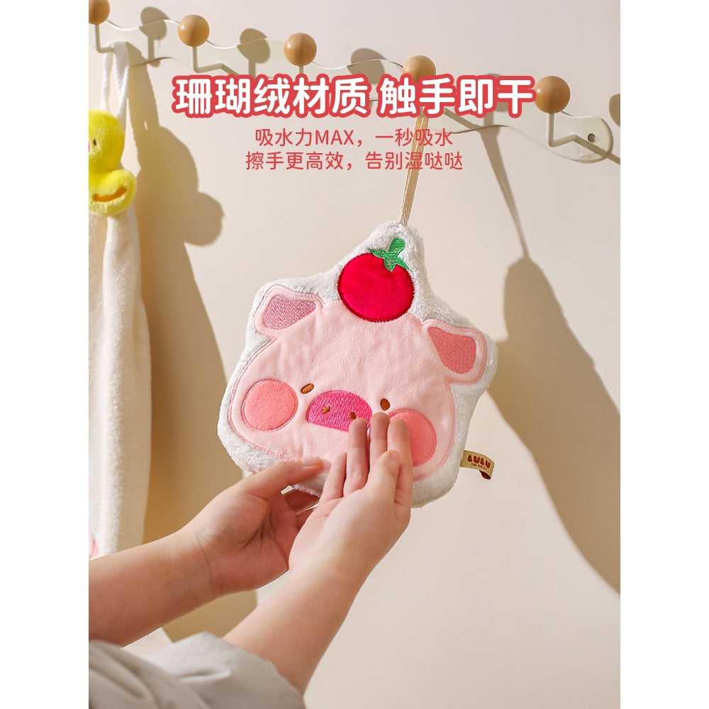 【川島屋】正版現貨 lulu豬 擦手巾 毛巾 掛式可愛高顏值擦手布 珊瑚絨材質 送禮 商品圖片 2