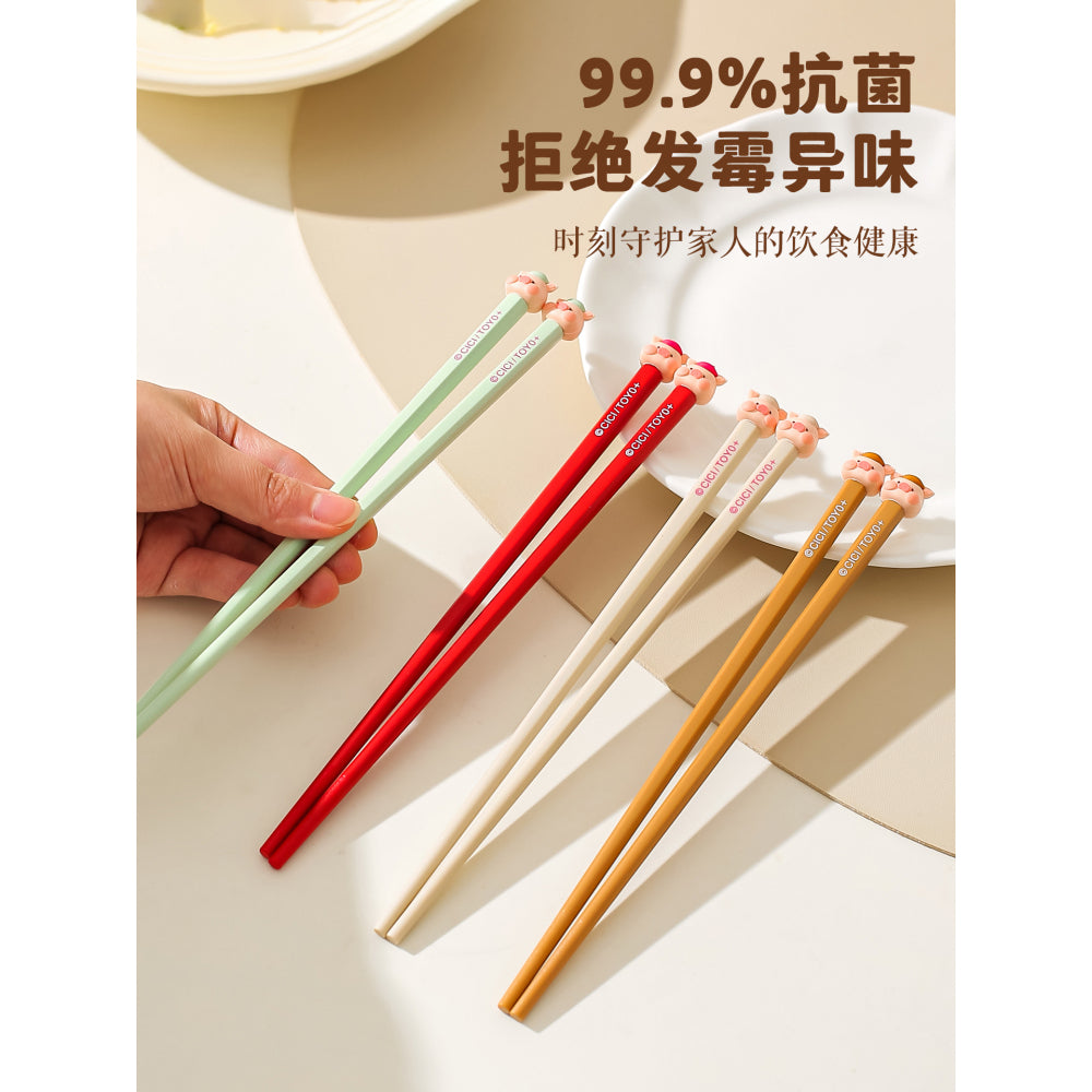 【川島屋】正版現貨 lulu豬 筷子 餐具 抗菌防黴硅膠筷子 多彩分筷 輕巧易握  送禮 商品圖片 2