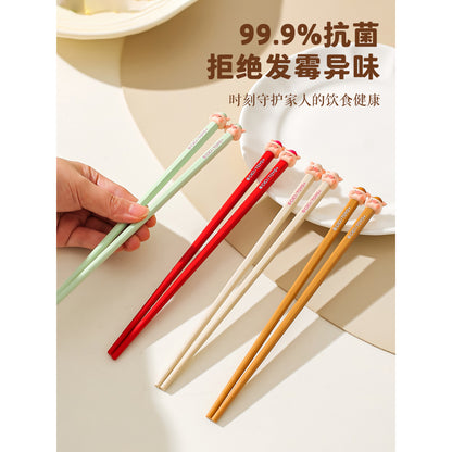 【川島屋】正版現貨 lulu豬 筷子 餐具 抗菌防黴硅膠筷子 多彩分筷 輕巧易握  送禮 商品圖片 2