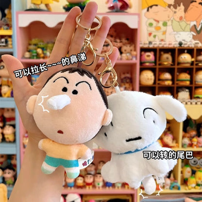 【漫貓】現貨 蠟筆小新 尾巴會轉 鑰匙圈 鑰匙扣 吊飾 掛飾 可動掛件 小白 新之助 包包 揹包 商品圖片 2