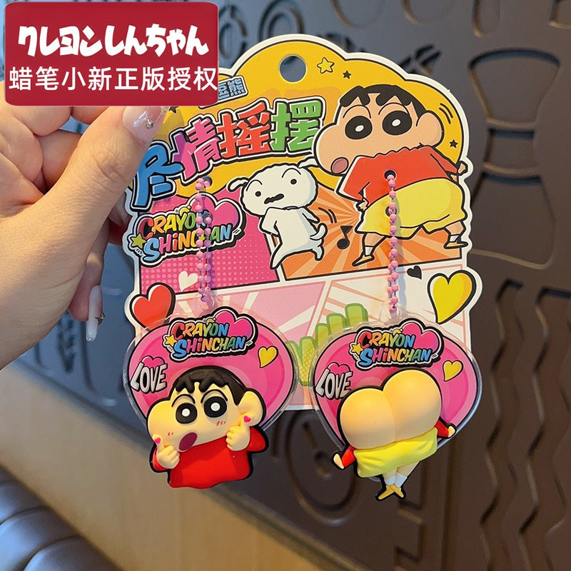 【超逗熊】現貨 蠟筆小新 盡情搖擺 鑰匙圈 2個裝 鑰匙扣 吊飾 情侶 掛件 送禮 新之助 商品圖片 2