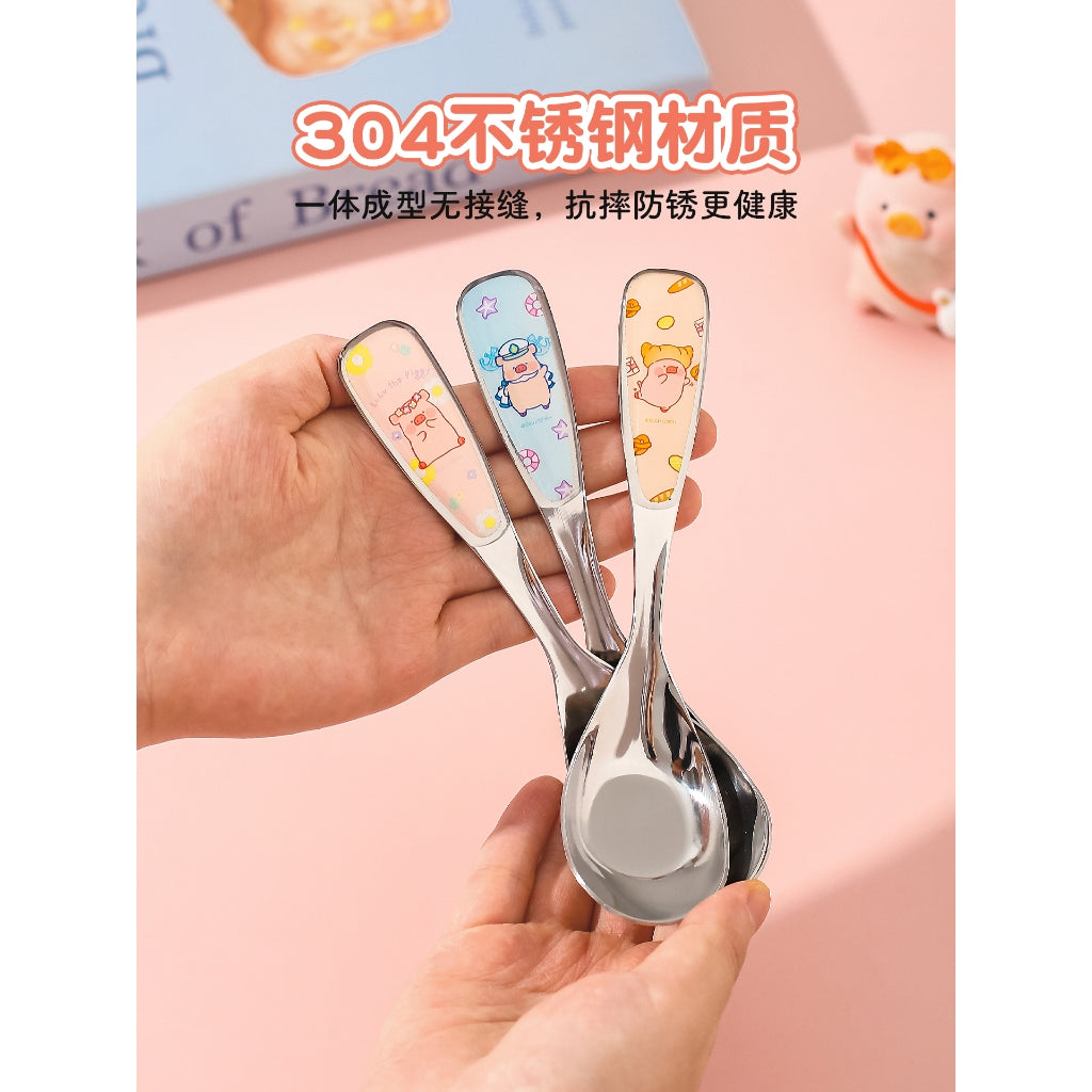 【川島屋】正版現貨 lulu豬 高顏值不銹鋼元寶湯匙 餐具 湯勺 可愛短柄元寶勺 送禮 商品圖片 2