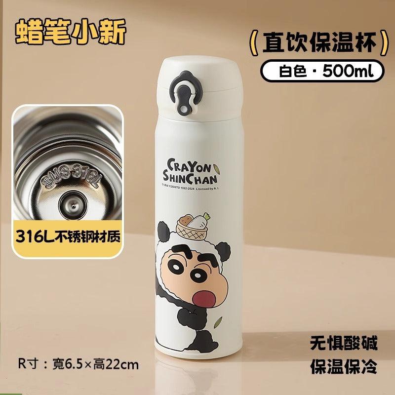 【曙曦】正版現貨 蠟筆小新 cos熊貓 保溫杯 水杯 保溫瓶 隨行杯 500ml 水瓶 新之助 送禮 商品圖片 2