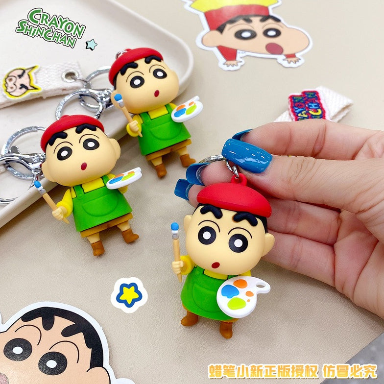 【冉紅】正版現貨 蠟筆小新 鑰匙圈 鑰匙扣 小畫家 送手繩 掛件 吊飾 送禮 商品圖片 3