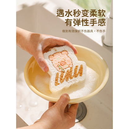 【川島屋】正版現貨 lulu豬 木漿棉洗碗海綿擦 加厚刷碗盤海綿擦 環保材質 高效清潔海綿塊 送禮 商品圖片 3